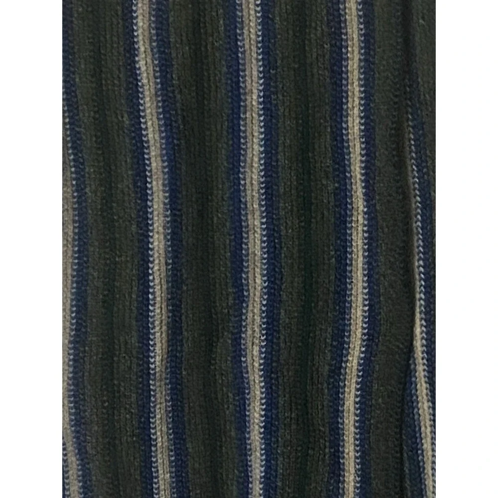 William Brunton Hand Knits 100% Lambswool Scarf Green Blue Ivory Fringe Scotland